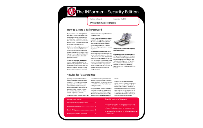 Volume 1 Issue 1 of the Security INFormer Newsletter